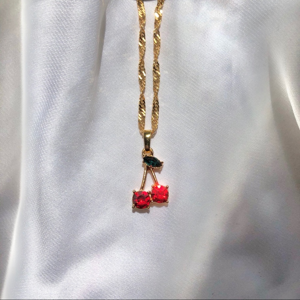 Gold Cherry Diamond Necklace